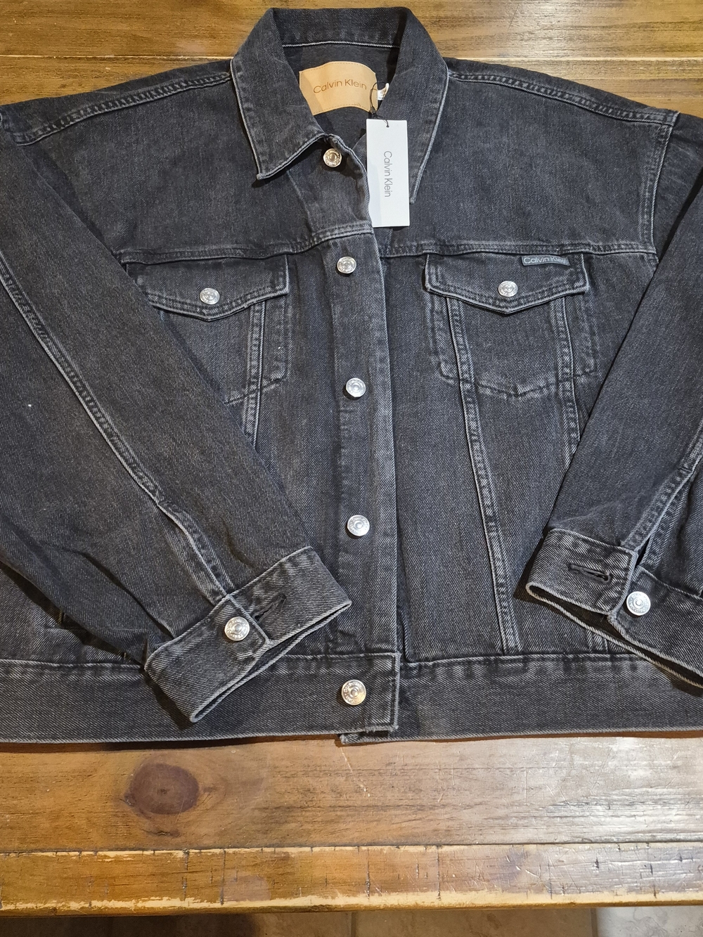 Calvin Klein Black Washed Denim Trucker Jacket